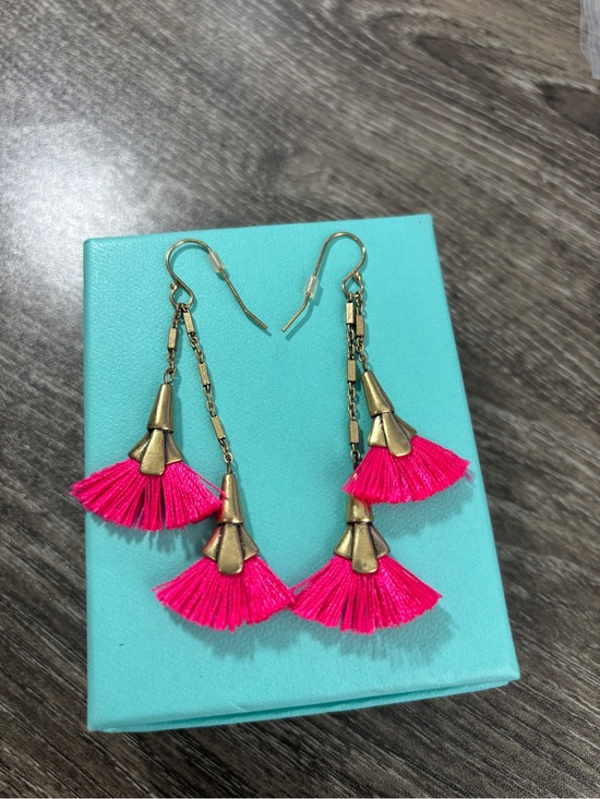 Unbranded Jewelry - Gold-Tone Pink Tassel Drop Earrings 3” long